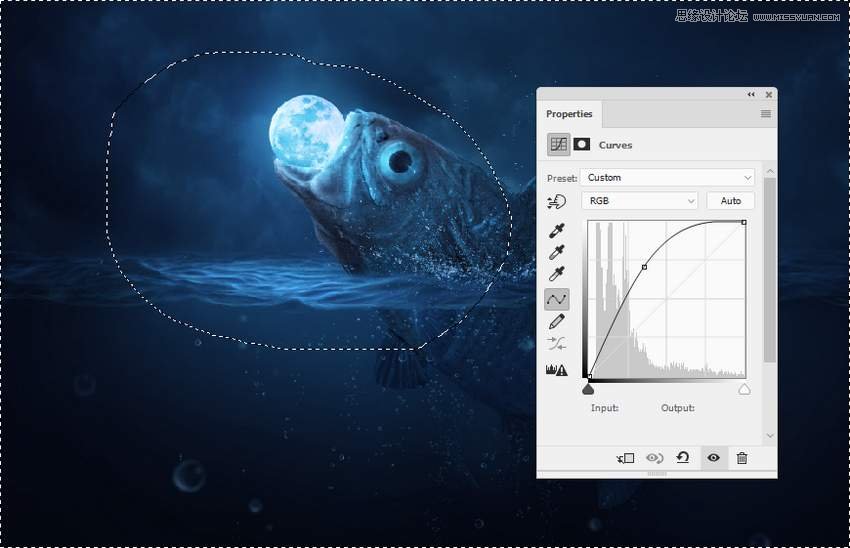 創意合成:用PS合成吞月的魚怪作品