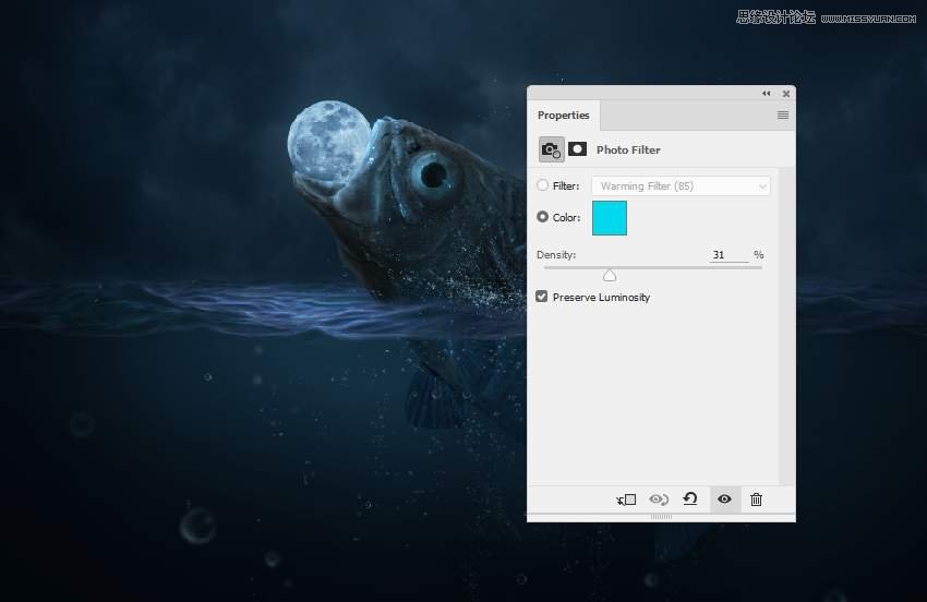 創意合成:用PS合成吞月的魚怪作品