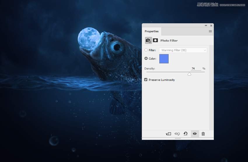 創意合成:用PS合成吞月的魚怪作品