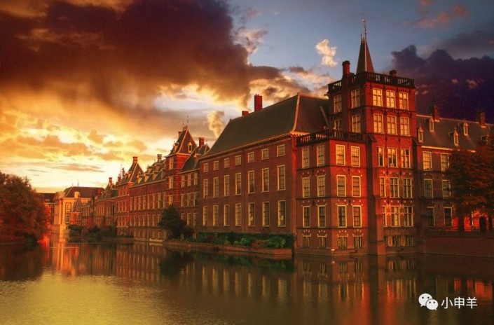 Photoshop快速給建筑照片添加傍晚效果